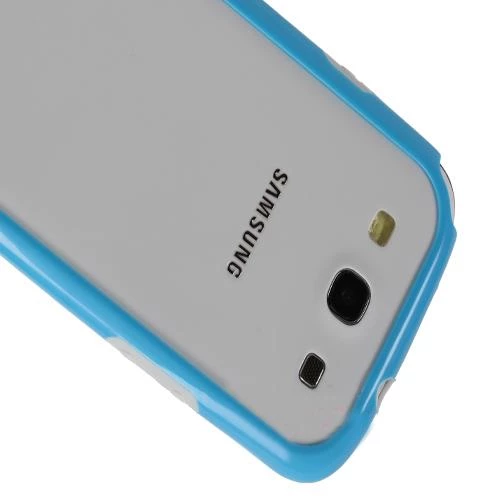 Galaxy S3 i9300 ile Uyumlu Bumper Kılıf Mavi+Beyaz Renk - 3