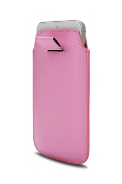 iPhone 5 ile Uyumlu Çekmeli Deri Kılıf Pembe - 1