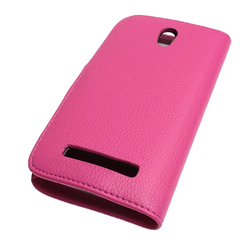 Desire 500 ile Uyumlu Yan Model Kapaklı Deri Kılıf Pembe - 2