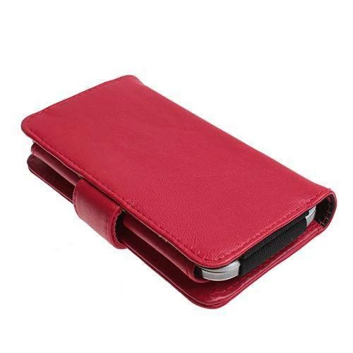Xperia Acro S LT26W ile Uyumlu Yan Kapaklı Cüzdanlı Kart Bölmeli Deri Kılıf Kırmızı Renk - Resim 4