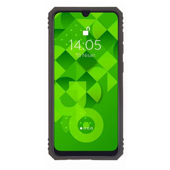 Galaxy A50 ile Uyumlu Yüzüklü Standlı Zırhlı Silikon Kılıf Gri - 2