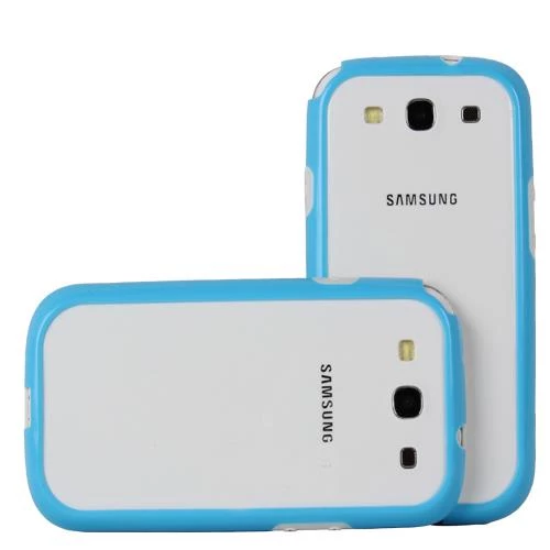 Galaxy S3 i9300 ile Uyumlu Bumper Kılıf Mavi+Beyaz Renk
