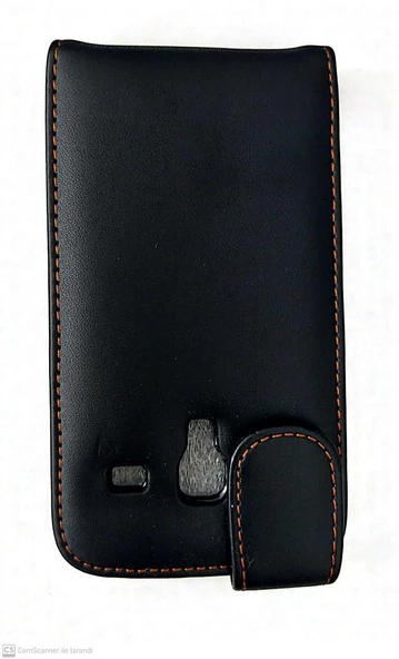 Galaxy Ace Plus S7500 ile Uyumlu Kapaklı Deri Kılıf Siyah - 1