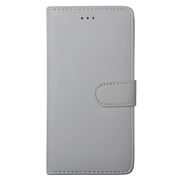 T50 ile Uyumlu Deri Kılıf Yan Model Kartlıklı Cüzdanlı Beyaz ürün görseli