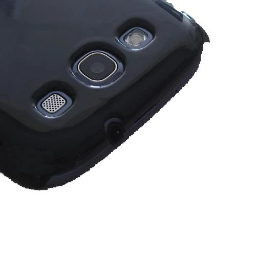 Galaxy S3 i9300 ile Uyumlu Sert Kauçuk Kılıf (Parlak) Siyah Renk ürün görseli