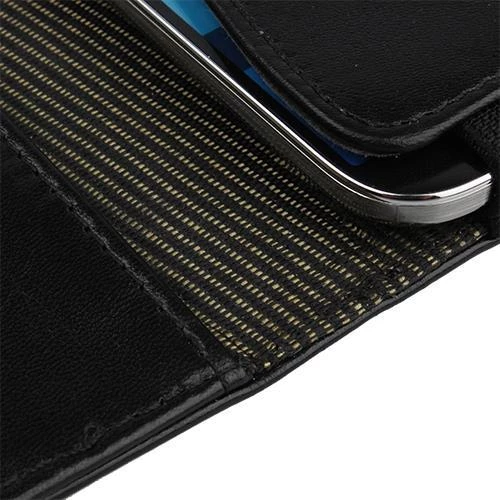 Xperia Z ile Uyumlu Yan Kapaklı Cüzdanlı Kart Bölmeli Deri Kılıf Siyah Renk - 4