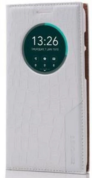 Zenfone 5 ile Uyumlu Rock Serisi Kapaklı Kılıf Beyaz ürün görseli