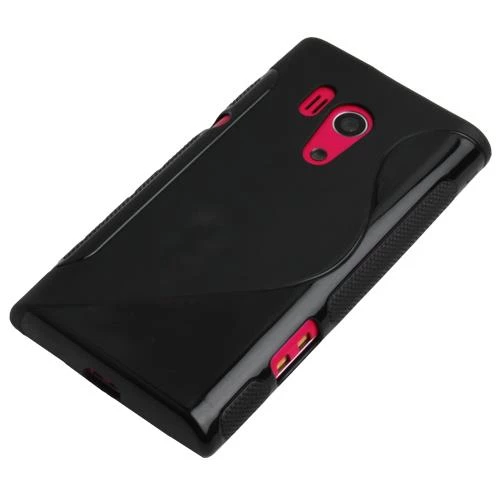 Xperia Acro ile Uyumlu S Desenli Şeffaf Silikon Kılıf Siyah Renk - 1