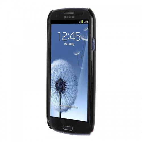 Galaxy S3 i9300 ile Uyumlu Sert Kauçuk Kılıf Ay Yıldızlı Model Siyah Renk - 3