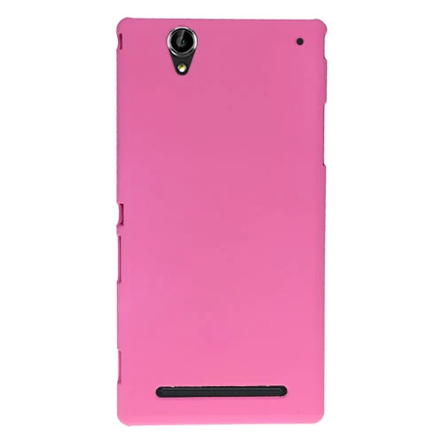 Xperia T2 Ultra ile Uyumlu Sert Kauçuk Kılıf Pembe - 1