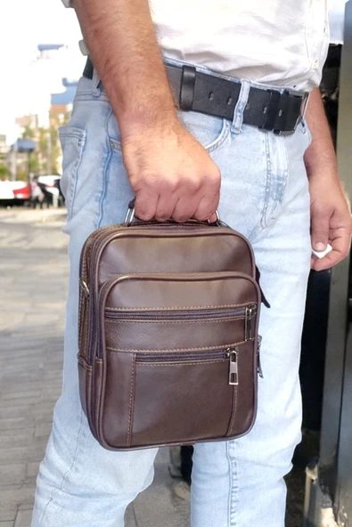 Lederax Hakiki Deri Çelik Kasalı Orta Boy Dikey El Çantası LD507 - 3