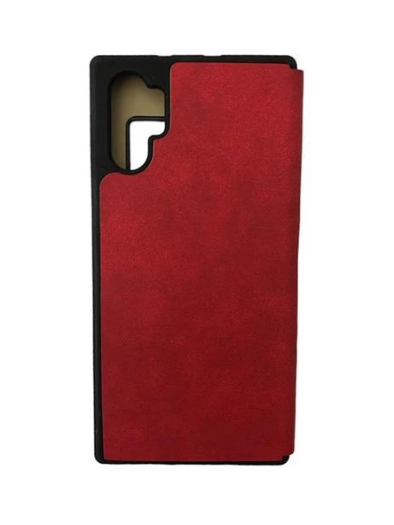 Galaxy Note 10 Plus ile Uyumlu Premium Kapaklı Kılıf Kırmızı - Resim 2