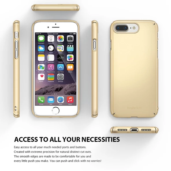 Ringke Slim iPhone 7/8 Plus ile Uyumlu KIlıf Royal Gold İnce Şık Tasarım - 2