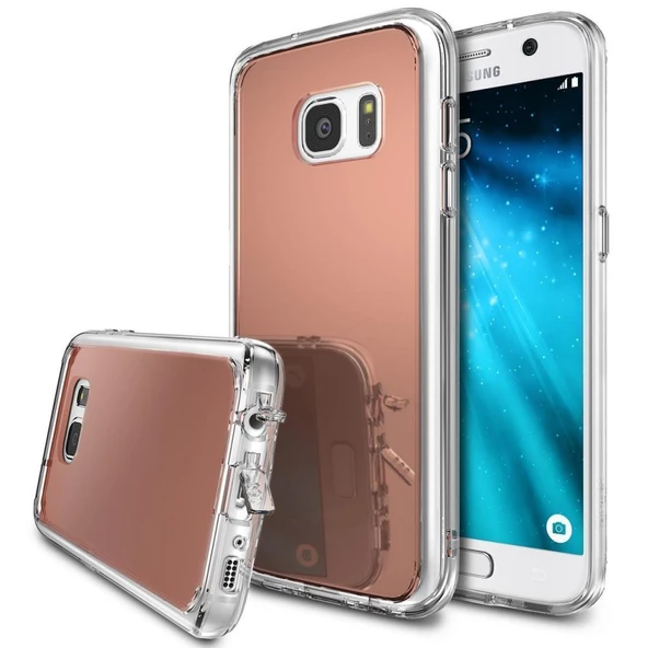 Ringke Mirror Fusion Galaxy S7 ile Uyumlu Aynalı Kılıf Rose Gold - 1