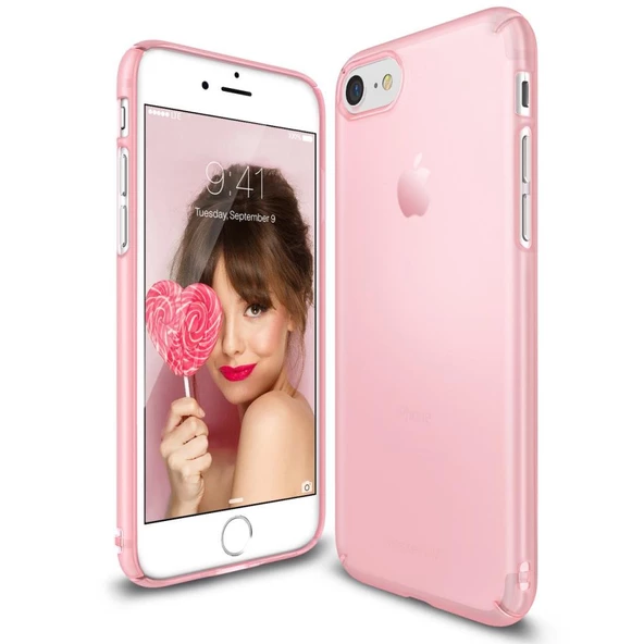 Ringke Slim Frost iPhone 7/8 ile Uyumlu KIlıf Pink İnce Buzlu Transparan - 1