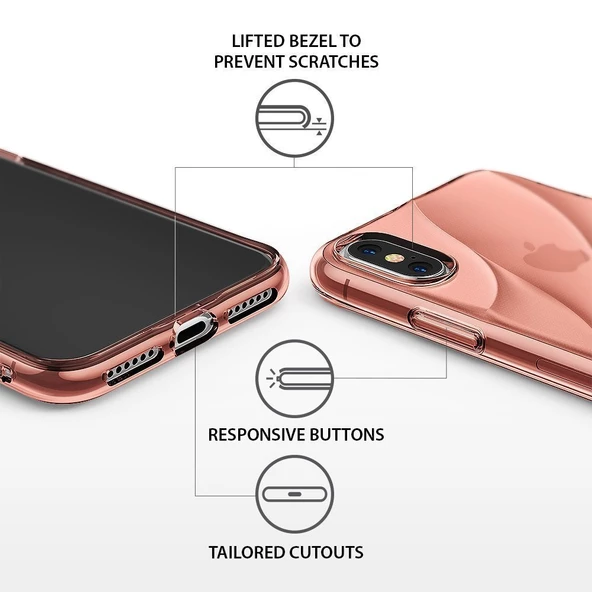Ringke Flow iPhone X ile Uyumlu KIlıf Rose Gold - 2