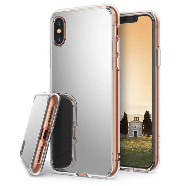 Ringke Mirror Fusion iPhone X ile Uyumlu Aynalı Kılıf Silver - 1