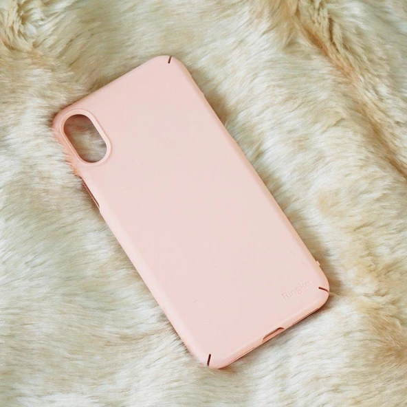 Ringke Slim iPhone X ile Uyumlu KIlıf Peach Pink - 2