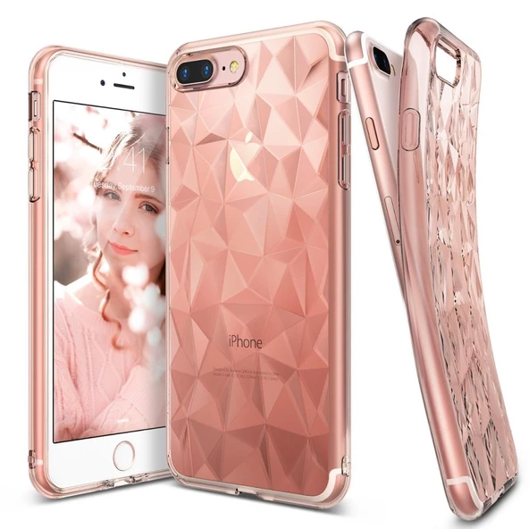 Ringke Air Prism 3D Elmas Yansıması iPhone 7/8 Plus ile Uyumlu KIlıf Rose Gold Ultra Hafif Esnek İnce Renkli Transparan