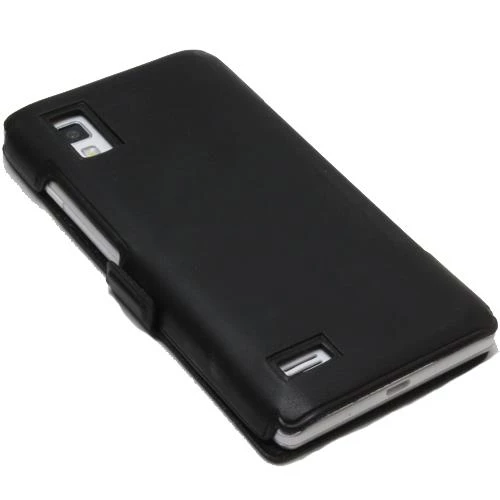 Optimus L9 ile Uyumlu Kaliteli Yan Kapaklı Deri Kılıf Siyah - Resim 2