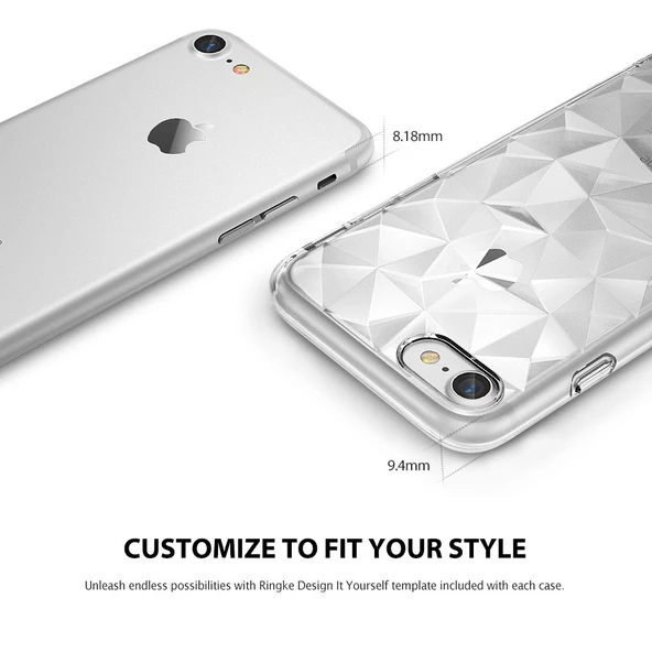 Ringke Air Prism 3D Elmas Yansıması iPhone 7 ile Uyumlu KIlıf Smoke Black - 4