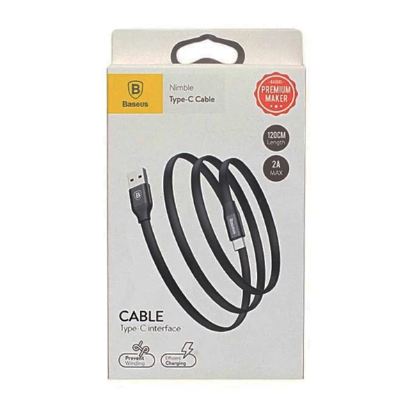 Baseus Nimble 2A Type-C Şarj ve Data Kablosu 1.2 Metre Siyah CATMBJ-AO1 - 2