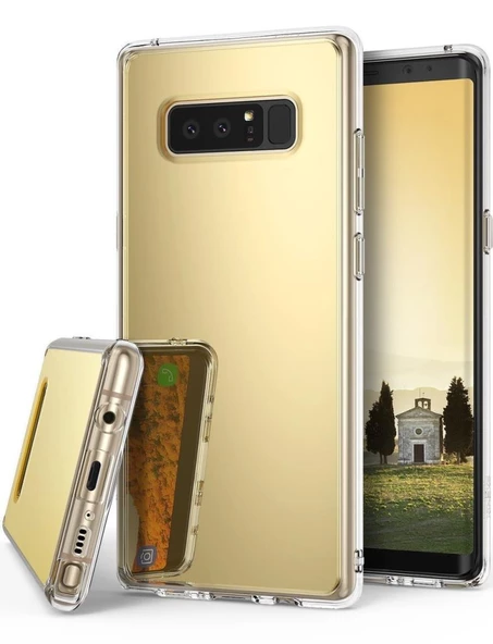 Ringke Mirror Fusion Galaxy Note 8 ile Uyumlu Aynalı Kılıf Royal Gold - 1