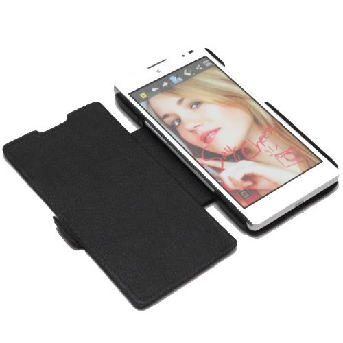 Optimus L9 ile Uyumlu Kaliteli Yan Kapaklı Deri Kılıf Siyah ürün görseli