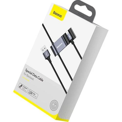 Baseus CALHZ-01 iPhone ile Uyumlu USB Kablo + Araba Arka Koltuk Çift USB Çoğaltıcı Siyah - 2