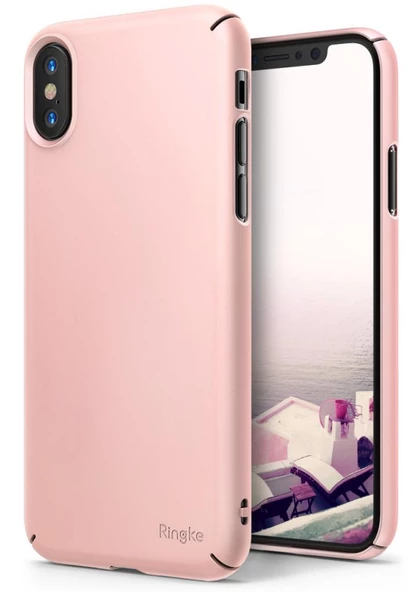Ringke Slim iPhone X ile Uyumlu KIlıf Peach Pink - 1