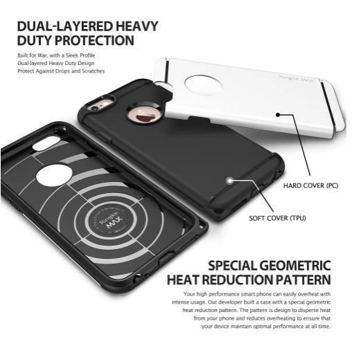Ringke Max iPhone 6s Plus/ 6 Plus ile Uyumlu KIlıf Gun Metal Tam Koruma Isı Dağılımlı Şok Emici Teknoloji - 4