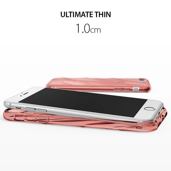 Ringke Flow iPhone 7/8 Plus ile Uyumlu KIlıf Rose Gold 3D Dalga Efekti Hafif Esnek Renkli Transparan - 3