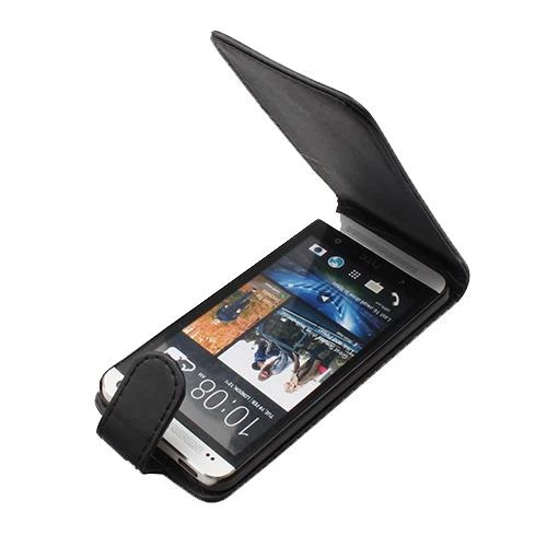 One M7 ile Uyumlu Dik Kapaklı Deri Kılıf Siyah ürün görseli 1