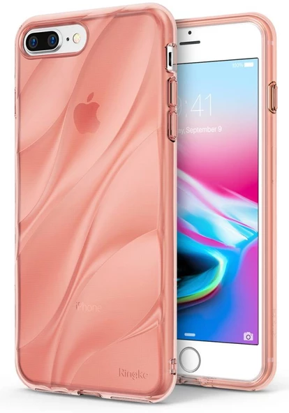 Ringke Flow iPhone 7/8 Plus ile Uyumlu KIlıf Rose Gold 3D Dalga Efekti Hafif Esnek Renkli Transparan - 1