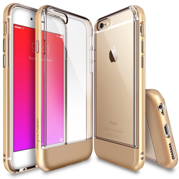 Ringke Fusion Frame iPhone 6s/ 6 ile Uyumlu Çerçeveli Bumper Kılıf Royal Gold - 1