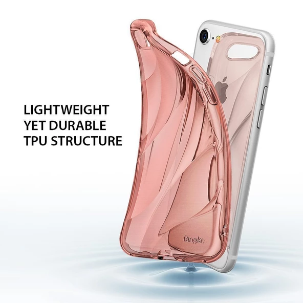 Ringke Flow iPhone 7/8 ile Uyumlu KIlıf Rose Gold 3D Dalga Efekti Hafif Esnek Renkli Transparan - Resim 4