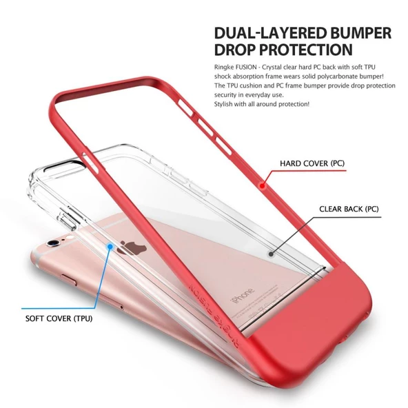 Ringke Frame iPhone 6s/ 6 ile Uyumlu Çerçeveli Bumper Kılıf Fire Red - 3