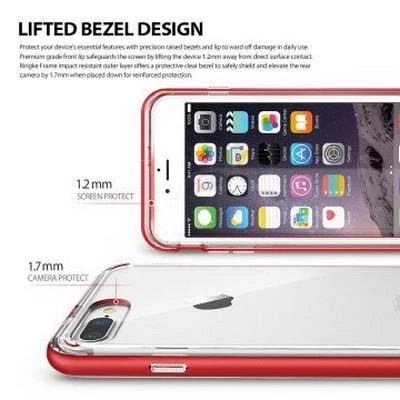 Ringke Frame İphone 7 Plus ile Uyumlu Çerçeveli Bumper Kılıf Blaze Red - 3