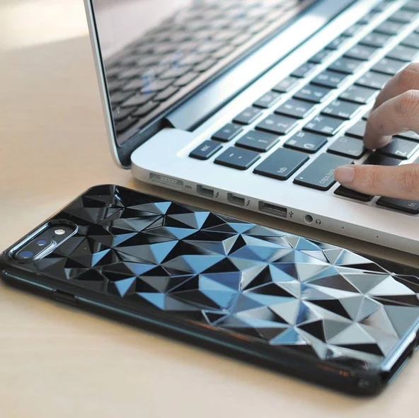 Ringke Air Prism 3D Elmas Yansıması iPhone 7/8 Plus ile Uyumlu KIlıf Ink Black Ultra Hafif Esnek İnce - 3