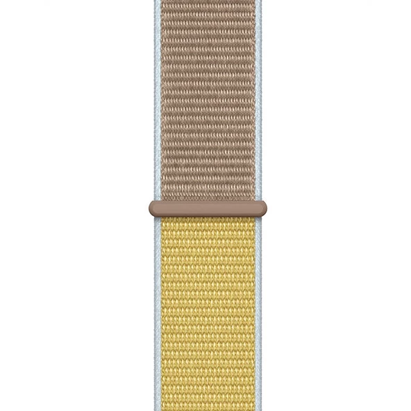 Apple Watch ile Uyumlu 42-44mm Kumaş Kayış Kahverengi/Sarı - 2