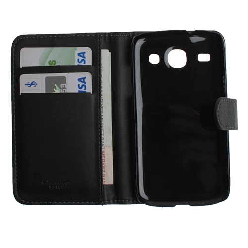Galaxy Core i8260 ile Uyumlu Yan Kapaklı Deri Kılıf Siyah - Resim 2