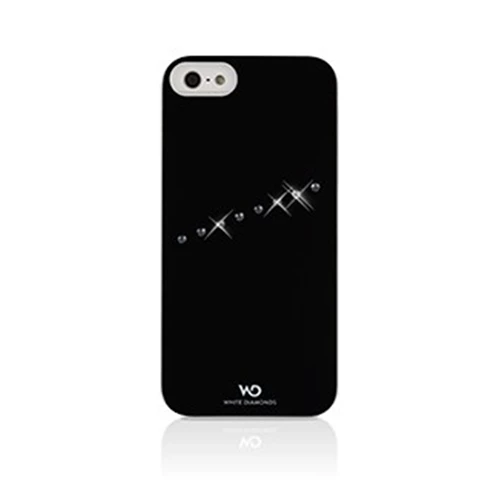 White Diamonds iPhone SE/5S/5 ile Uyumlu Swarovski Sash Desenli Kılıf Siyah (Out) - 1