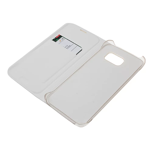 Galaxy S6 Edge ile Uyumlu Flip Wallet (Suni Deri) Beyaz - 4