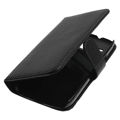Galaxy Core i8260 ile Uyumlu Yan Kapaklı Deri Kılıf Siyah ürün görseli