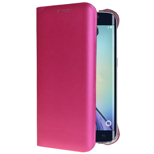 Galaxy S6 Edge ile Uyumlu Flip Wallet (Suni Deri) Pembe