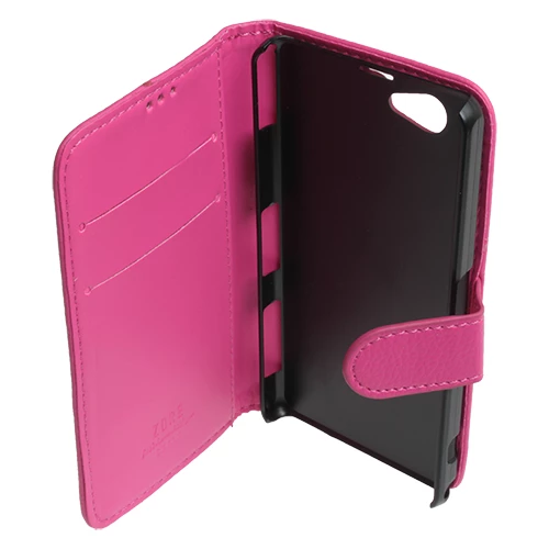 Xperia Z1 Compact ile Uyumlu Kılıf Yan Model Kartlıklı Cüzdanlı Pembe - 3