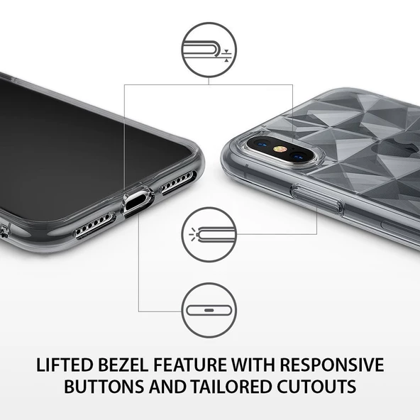 Ringke Air Prism 3D Elmas Yansıması iPhone X ile Uyumlu KIlıf  Black - 3