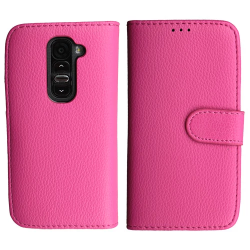 G2 Mini ile Uyumlu Yan Model Kartlıklı Deri Kılıf Pembe Renk - Resim 2