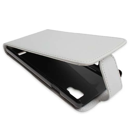 Optimus L9 ile Uyumlu Kapaklı Deri Kılıf Beyaz - 1