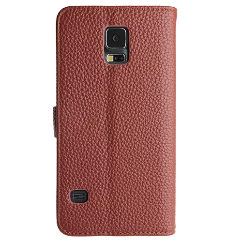 Galaxy S5 G900 ile Uyumlu Textured Walled Kapaklı Kılıf Kahverengi - 2